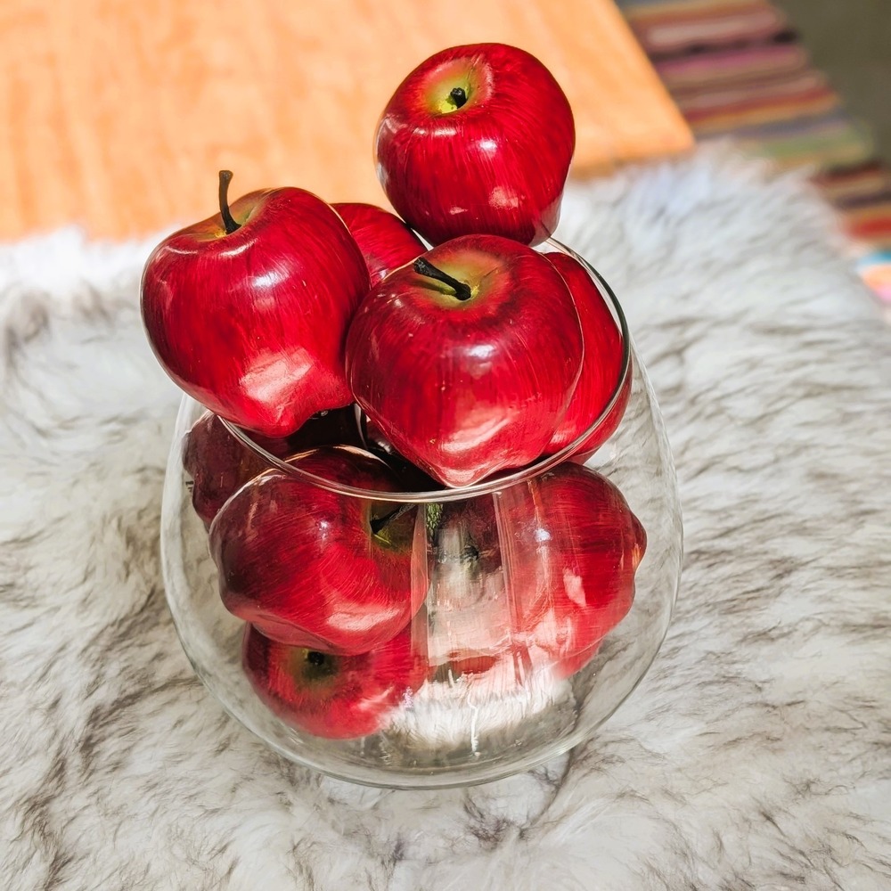 12 Large Vintage Faux Red Apples Rustic Farmhouse Bowl Filler Decor